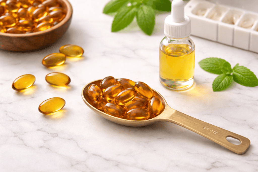 How much CoQ10 for fertility dosage guide with measuring spoon and capsules