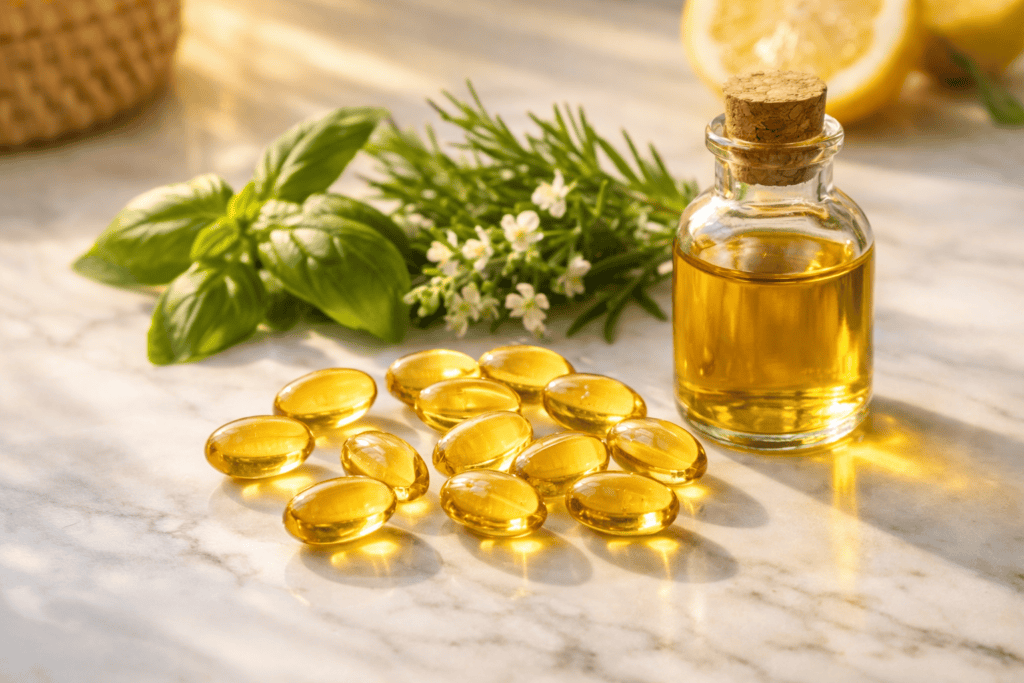 Best vitamin D supplements for fertility softgel capsules with sunshine yellow tones